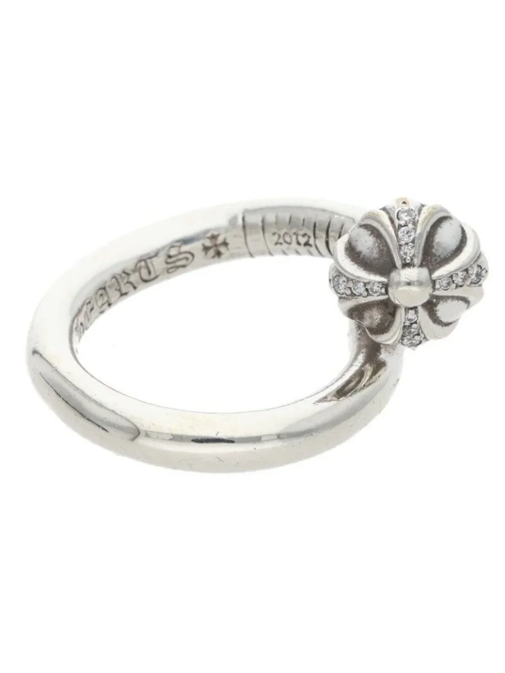 Chrome Hearts Nail Crsball P D Cross Ball Pave Diamond Silver Ring